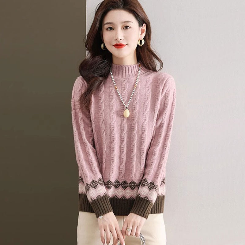 🧶【S-4XL】Jesensko/zimski pleteni džemper širokog kroja s blokovima boja za žene