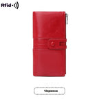 💼Višenamjenski novčanik, ručno izrađen od prave kože, četka protiv krađe, dvostruki patentni zatvarač