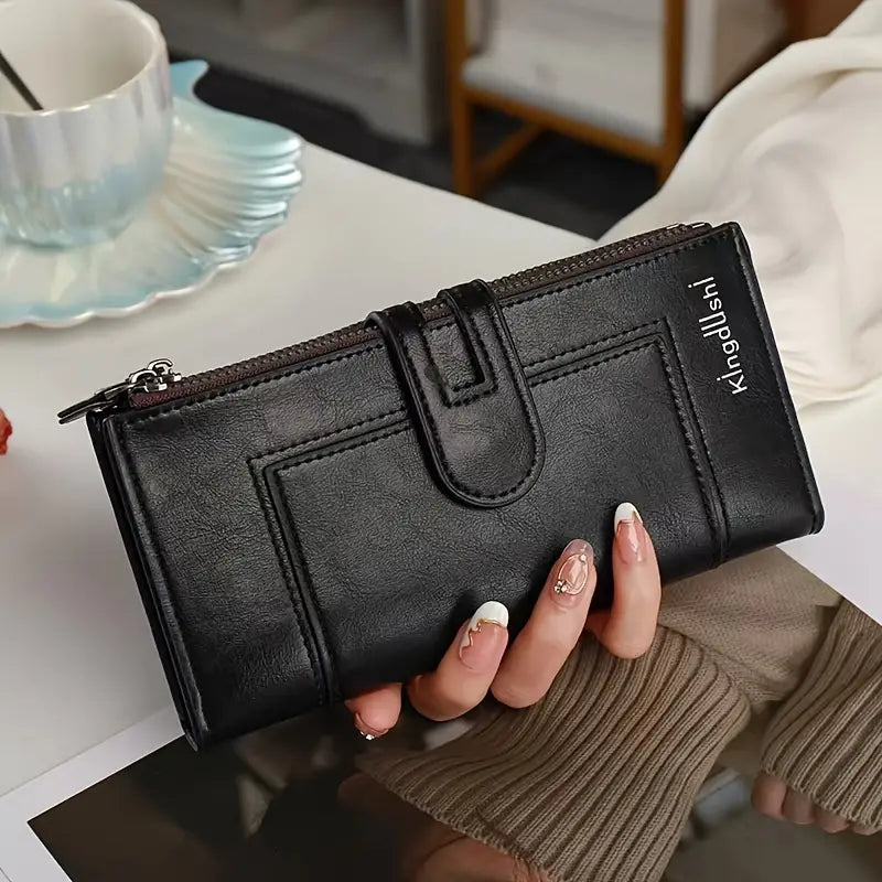 💰Vintage novčanik od prave kože s dvostrukim patentnim zatvaračem i utorom za više kartica za žene