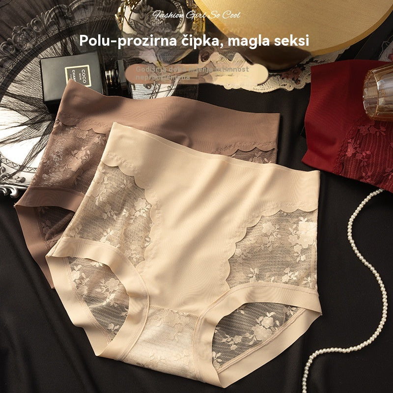 【25EUR】Set od 5 komada: crna + bordo + bež + smeđa + ciglasto crvena --- Ženske visokoelastične bešavne čipkaste gaćice za kontrolu trbuha, oblikovanje stražnjice i podizanje