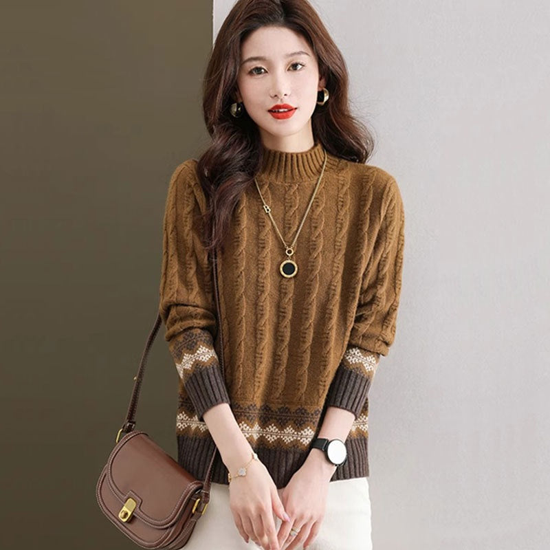 🧶【S-4XL】Jesensko/zimski pleteni džemper širokog kroja s blokovima boja za žene