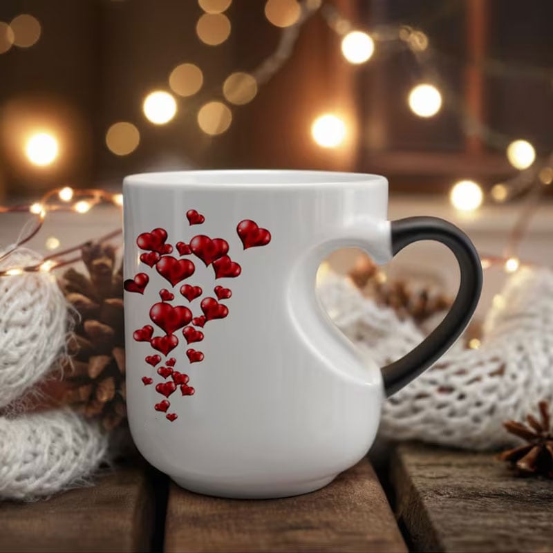 📢📢50% popusta!!! ⏰ Keramička šalica za Valentinovo s ručkom u obliku srca koja mijenja boju💝✨