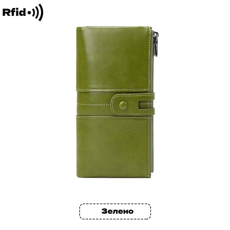 💼Višenamjenski novčanik, ručno izrađen od prave kože, četka protiv krađe, dvostruki patentni zatvarač