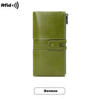 💼Višenamjenski novčanik, ručno izrađen od prave kože, četka protiv krađe, dvostruki patentni zatvarač