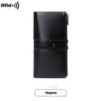 💼Višenamjenski novčanik, ručno izrađen od prave kože, četka protiv krađe, dvostruki patentni zatvarač