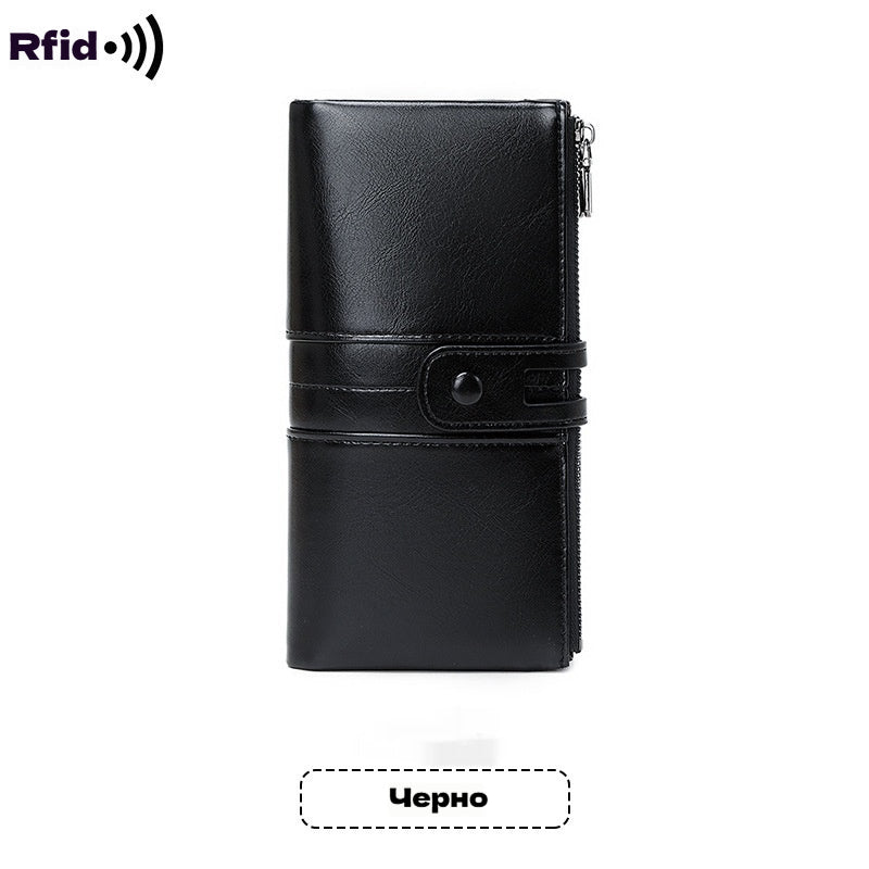 💼Višenamjenski novčanik, ručno izrađen od prave kože, četka protiv krađe, dvostruki patentni zatvarač