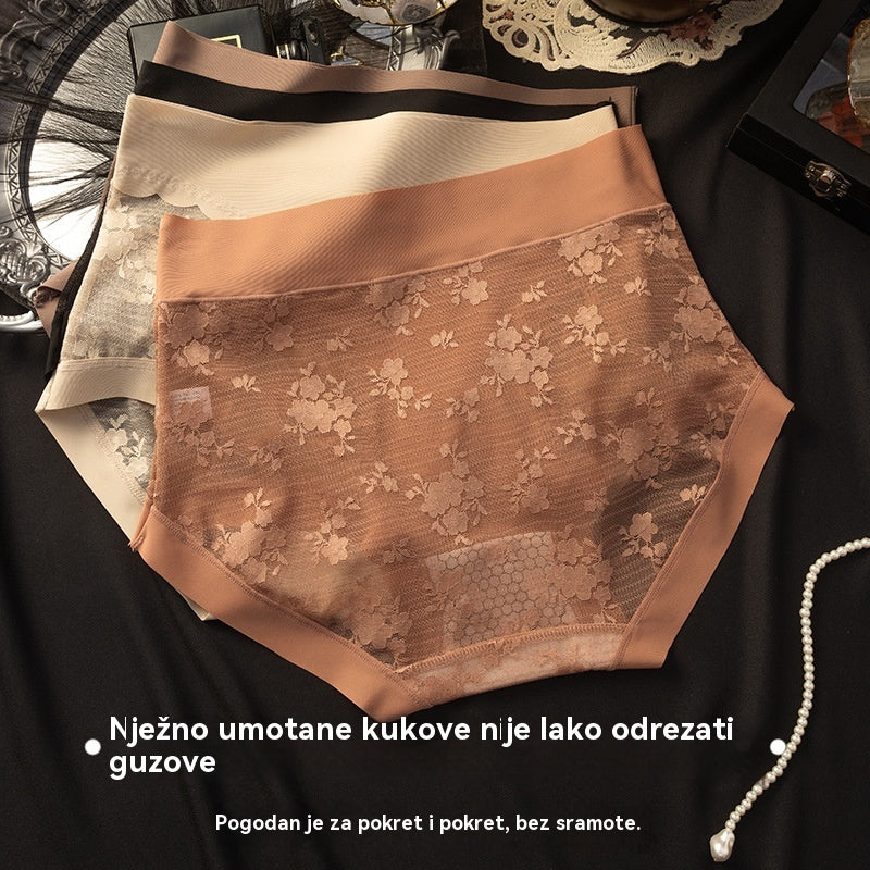 【25EUR】Set od 5 komada: crna + bordo + bež + smeđa + ciglasto crvena --- Ženske visokoelastične bešavne čipkaste gaćice za kontrolu trbuha, oblikovanje stražnjice i podizanje