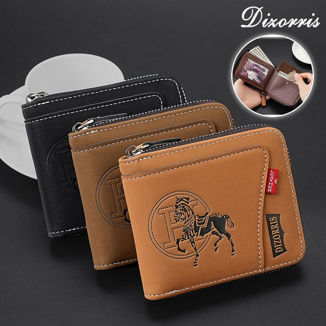 🔥🔥【Kupite 1 i dobijete 1 besplatno】Novi i elegantni muški kratki novčanik s patentnim zatvaračem u retro stilu.