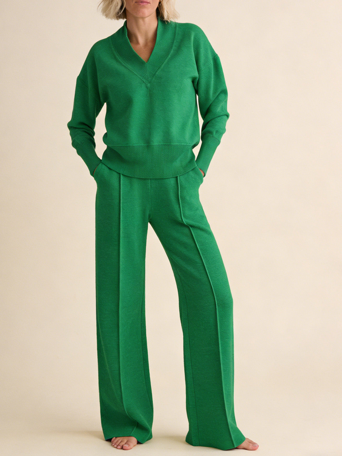 🥰📢📢50% popusta!!!【M-5XL】Ženski komplet odijela 2026 | Dvodijelni set s pletenim dugim rukavima✨