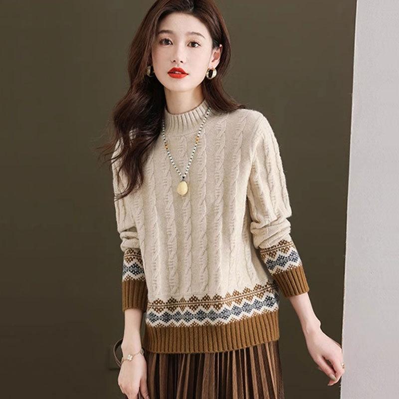 🧶【S-4XL】Jesensko/zimski pleteni džemper širokog kroja s blokovima boja za žene